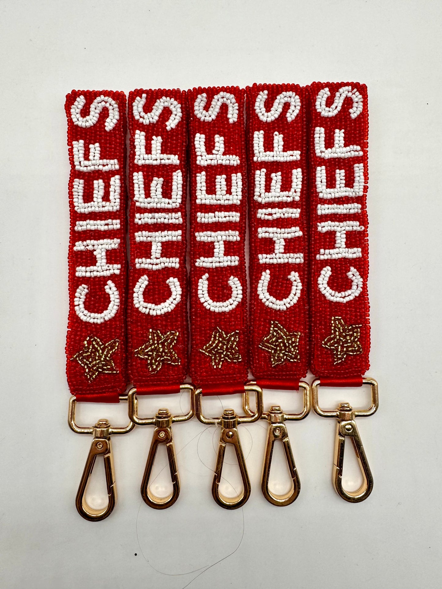 Chiefs Two Sided Wristlet. Red, White and Gold