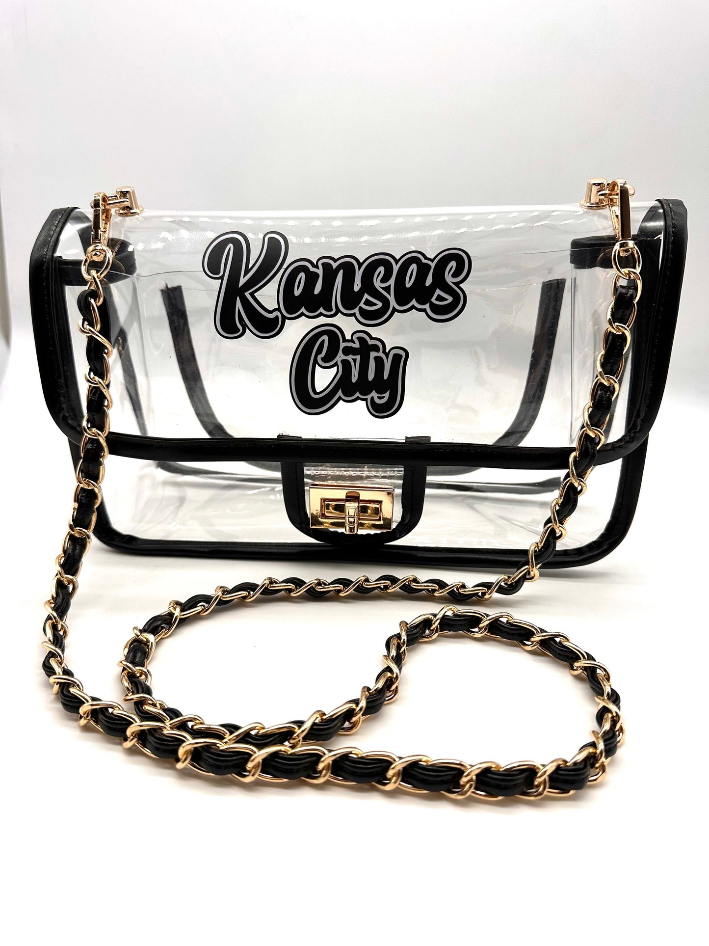 Kansas City Black and White Crossbody Clear Purse. Stadium approved. Chiefs