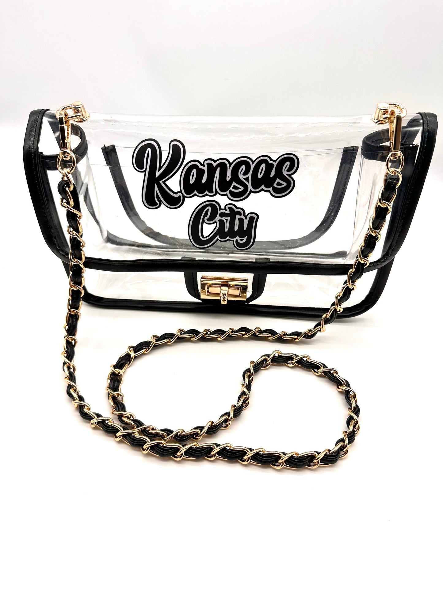 Kansas City Black and White Crossbody Clear Purse. Stadium approved. Chiefs