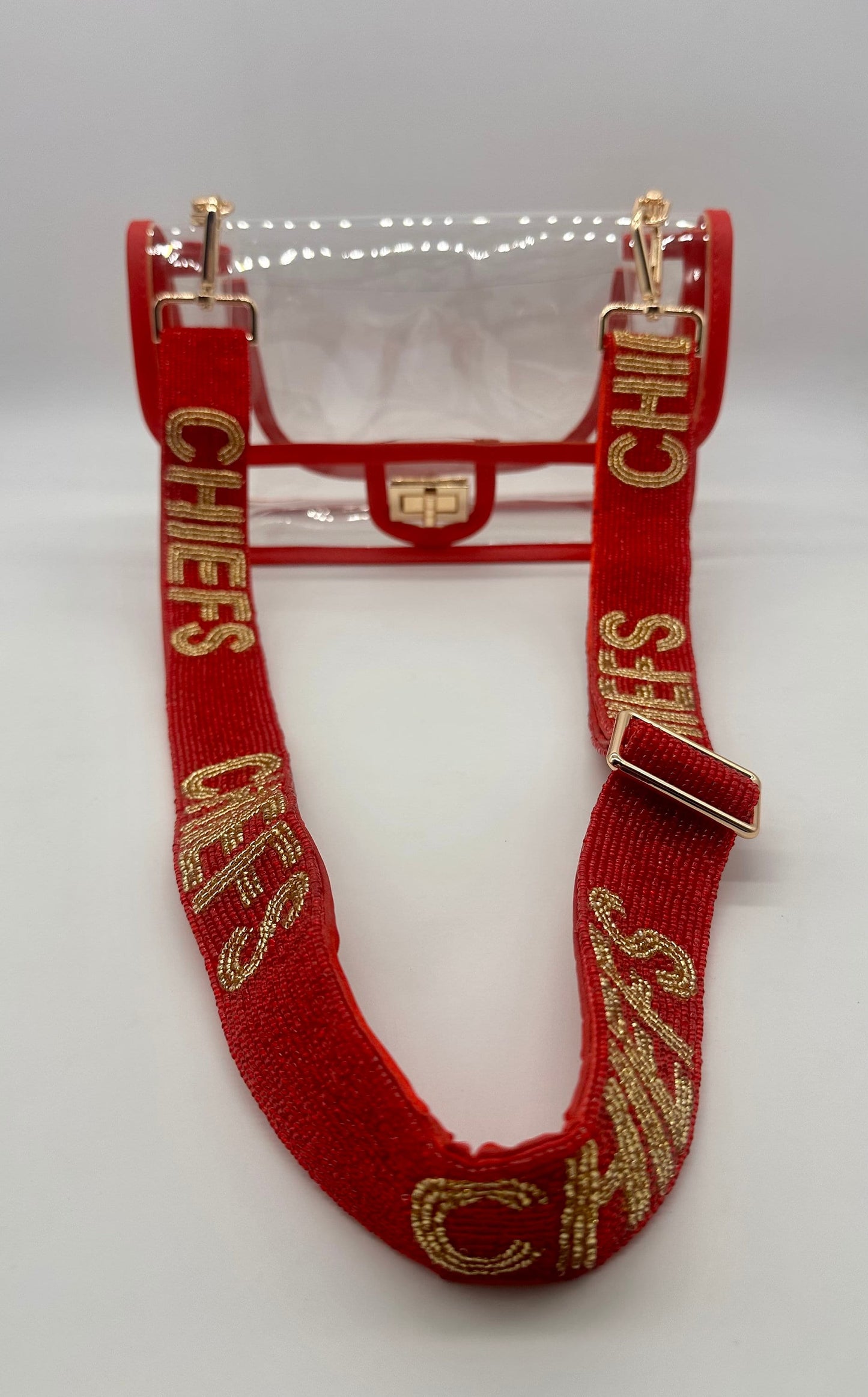 Chiefs Beaded Adjustable Purse Strap.  Handmade beautiful strap