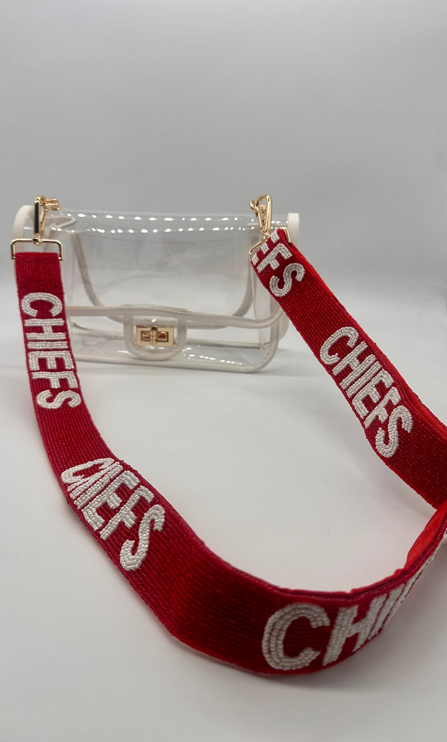 Chiefs Beaded Adjustable Purse Strap.  Handmade beautiful strap