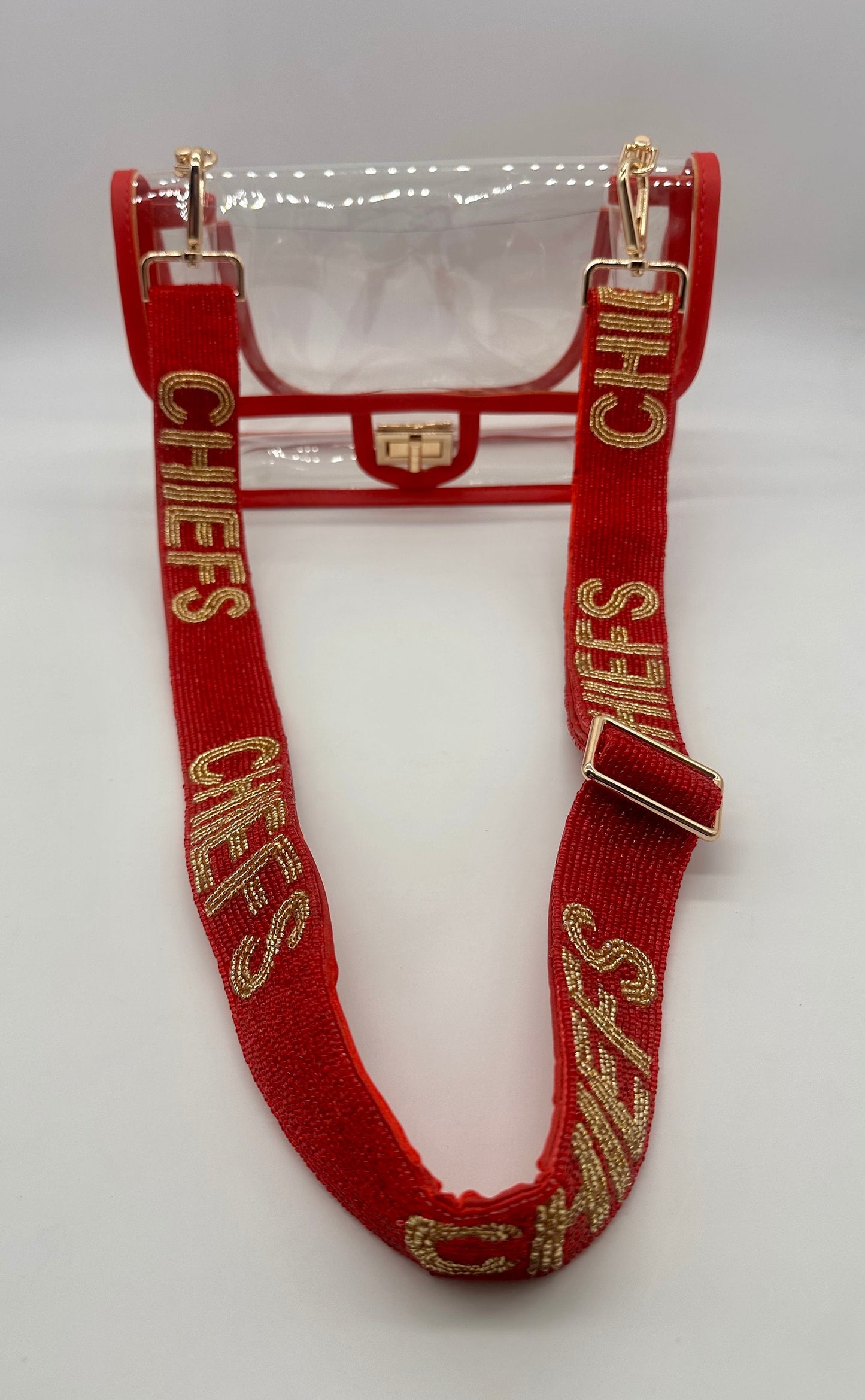 Chiefs Beaded Adjustable Purse Strap.  Handmade beautiful strap