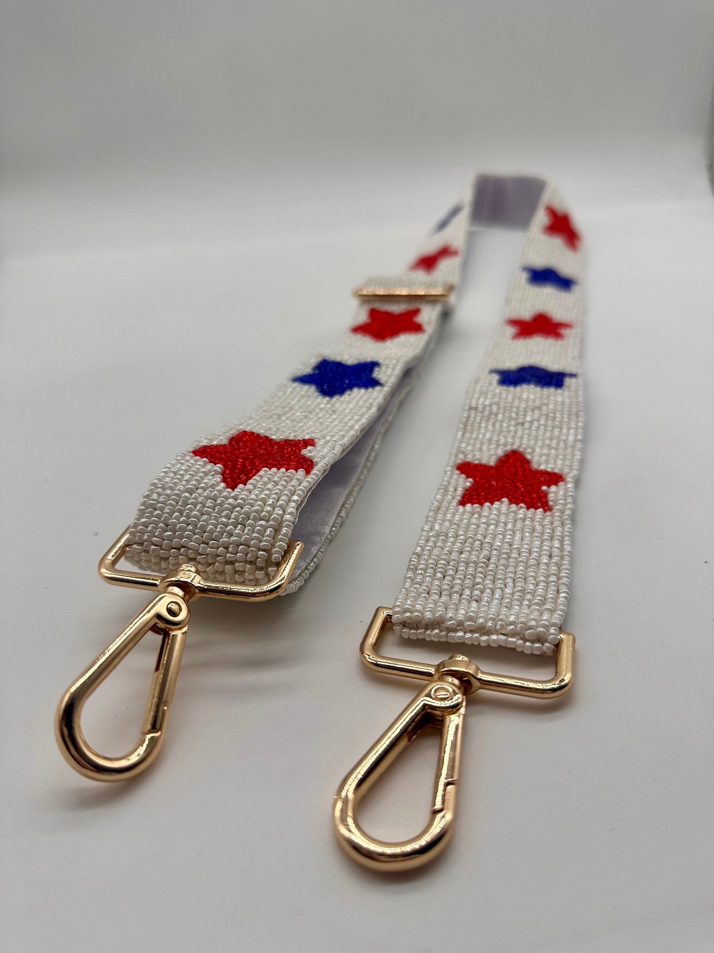 Red White and Blue Star Beaded Adjustable Purse Strap.