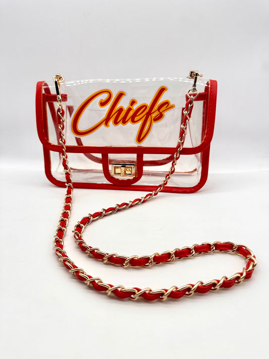 Chiefs Crossbody/Long Shoulder Strap Clear Purse